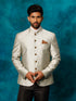 Men's Beige Silk Blend Woven Jodhpuri